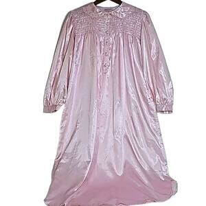 Women Sz M Sleep Shirt Pink Romantic Embroidered Intimate Moods Gown Dress